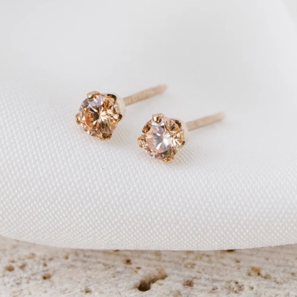 Champagne Diamond Simulated Stud Earrings